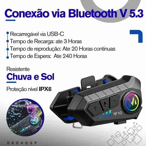 Fone Bluetooth para capacete 