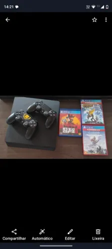 PS4, 2 controles e 3 jogos 