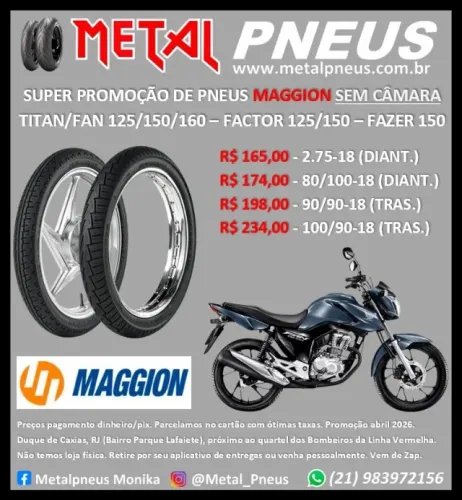 Pneus Maggion Titan Fan Factor Fazer Yes GSR - Sem Câmara