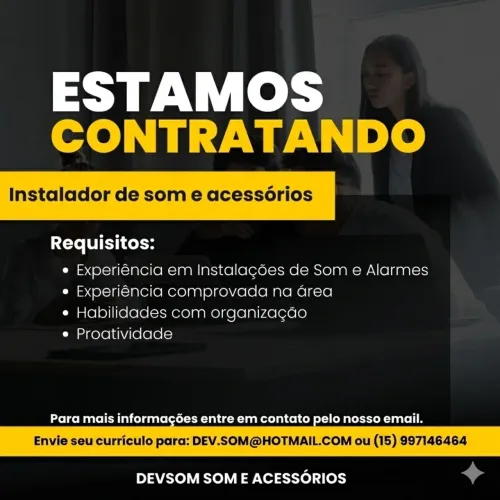 Vaga de emprego loja de som e acessórios 