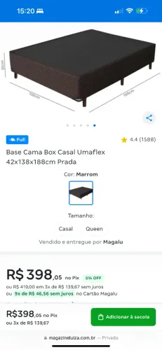 Base cama box casal, com pés de madeira