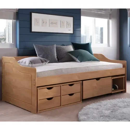 Cama Solteiro 4 Gavetas e Nicho Madeira