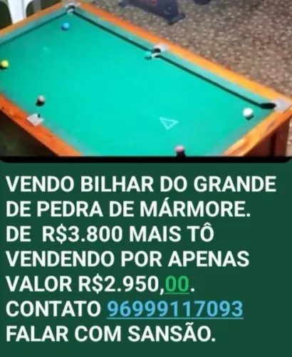 VENDO MESA BILHAR R$2.950,00