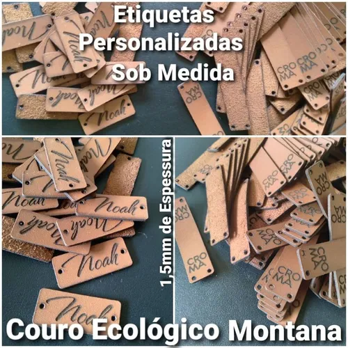 Etiquetas Personalizadas Couro Ecológico Montana sob medida 
