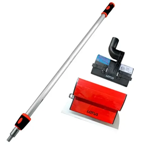 Kit Desempenadeira de Inox para Massa Corrida 25cm x 12cm com Suporte e Extensor Lotus