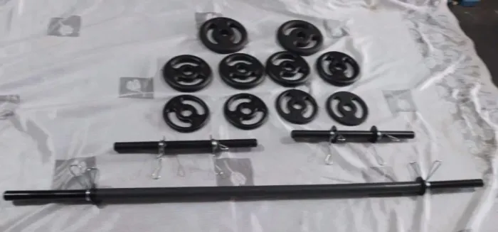 kit completo academia em casa barras anilhas halteres