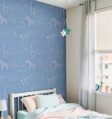 papel de parede 45cmx5m decorativo interponte pvc hd68138-animais azul