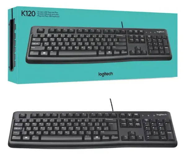 Teclado com Fio USB Logitech Preto K120