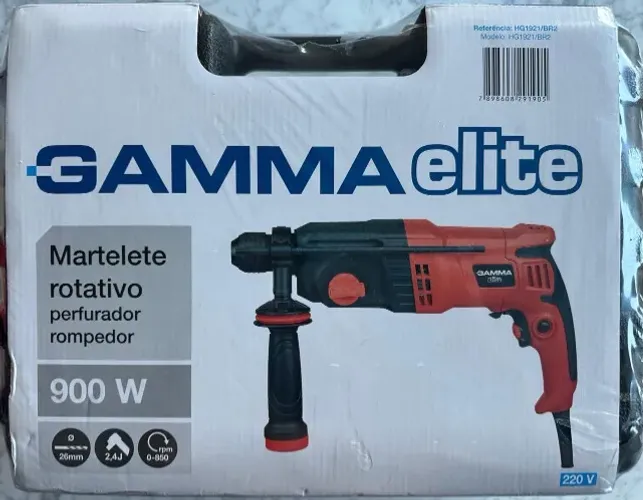 Martelete Rotativo Perfurador Gamma 900W SDS Plus com Maleta Brocas Talhadeira