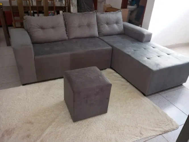 Sofá chaise no Suede com Puff R$799,99 Entrega Hoje!!! Whatsapp *