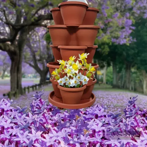 Vasos para horta/flores vertical com suporte - Plasmarc