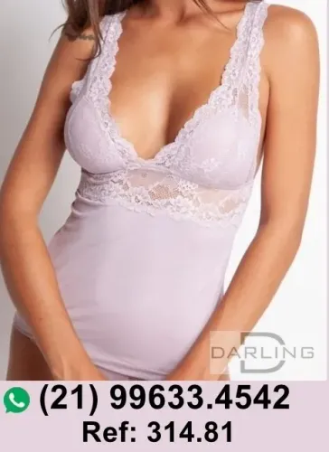 314.81 - Camiseta lycra com rendas nas alças, busto e cós - Darling - tamanho G