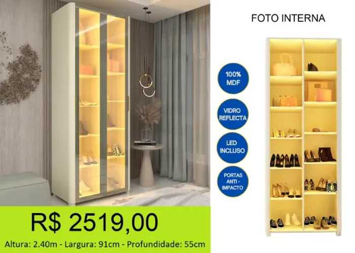 Sapateira reflecta em MDF Com pintura linda