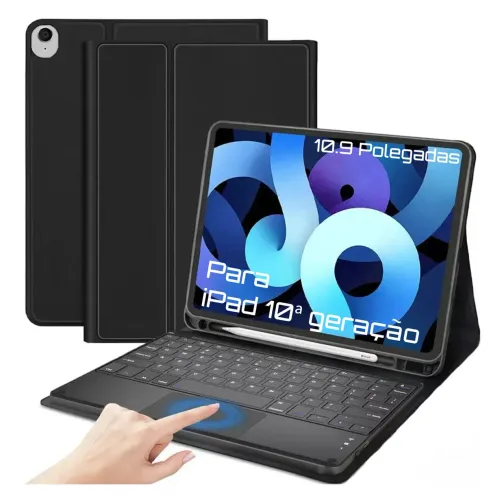 Capa ipad 10 com teclado magnético + película paper