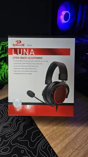 Headset Gamer Redragon Luna, 3.5mm/USB, Drivers de 53mm, Open Back, Preto, H540