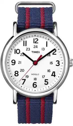 Relógio Timex Weekender indiglo 38mm azul e vermelho novo