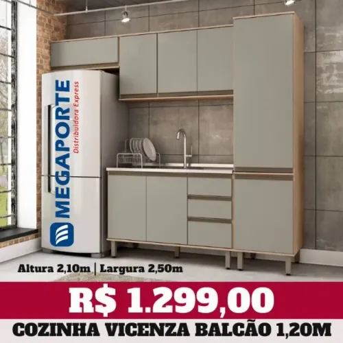 Armário de Cozinha 4 Módulos com 1 Paneleiro com Nichos (Novo) Entrega Grátis!