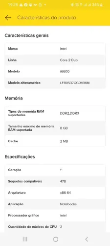 Processador Notebook Core 2 DUO soquete 478