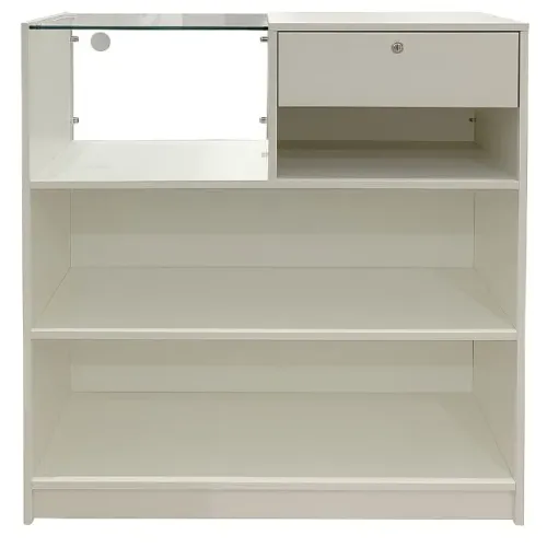 BALCÃO COM VITRINE E PRATELEIRAS EM MDF 1,00MT