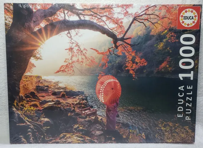 Quebra-cabeça 1000 peças Amanhecer no Rio Katsura Japão Educa Puzzle