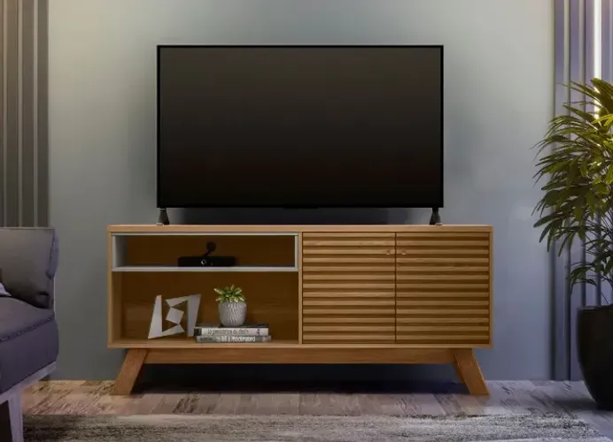 Rack Camboriu Linea Brasil Amendoa/Titanio - Entrega Rápida! 
