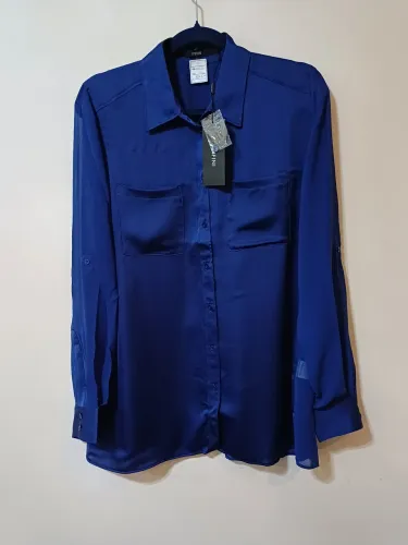 Camisa Azul de Seda e cetim Nova Feminina na etiqueta - Infinini 