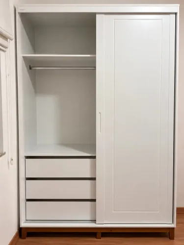 Guarda-Roupa Solteiro Branco com Portas de Correr - Excelente Estado
