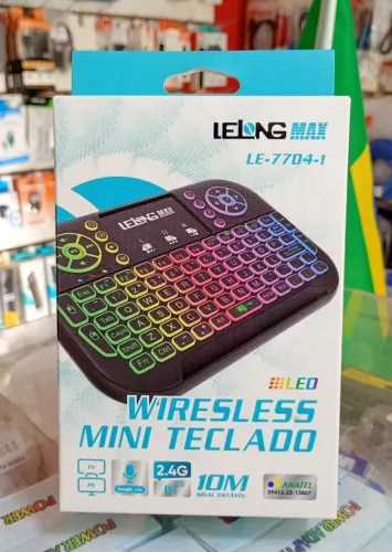 Mini Teclado Controle Sem Fio Wireless LED Smart TV Box PC - Novo