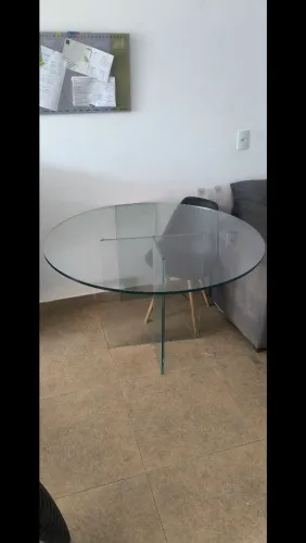 Mesa de vidro redonda  120 x 120