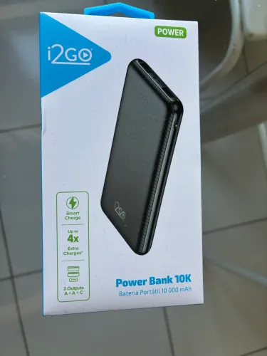Power Bank 10k 10.000mAh- com 3 saídas ( 2USB-A + 1 USB-C) Modelo i2GBAT011