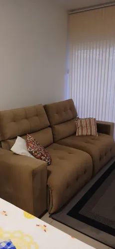 Sofá Retrátil e Reclinável 240cm Suede Bege