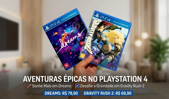 ? Kit 2 Jogos PS4 Exclusivos: Gravity Rush 2 + Dreams (Mídia Física Original)