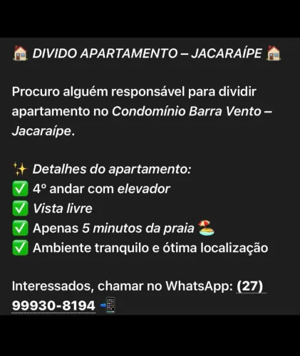 Procuro alguém para dividir apartamento!