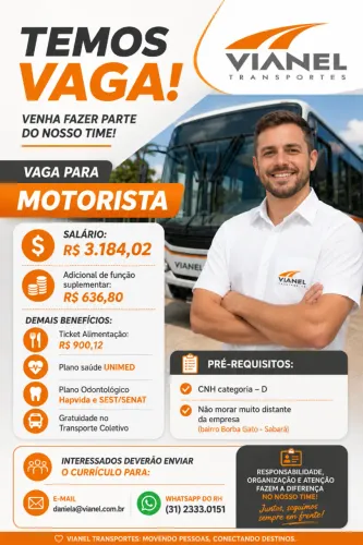 Vaga Motorista - categoria D 