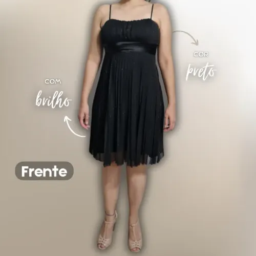 Vestido Preto Mid com Brilho