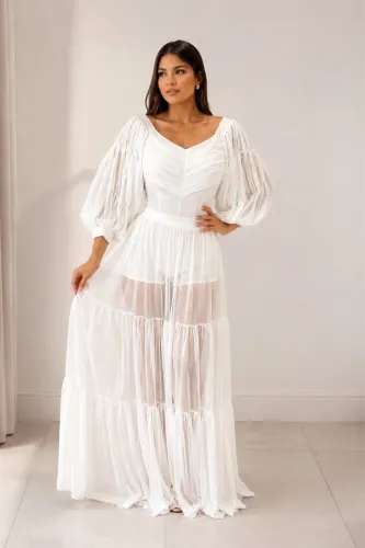 conjunto branco premium em tule