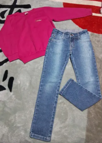 Look menina calça jeans + moleton