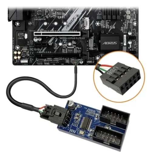 Adaptador Usb 9 Pinos Hub Splitter Usb Divisor 1-2 Saídas