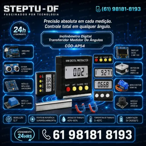 Inclinômetro Digital Transferidor Medidor De Ângulos Arduino Automação Robotica COD-AP54