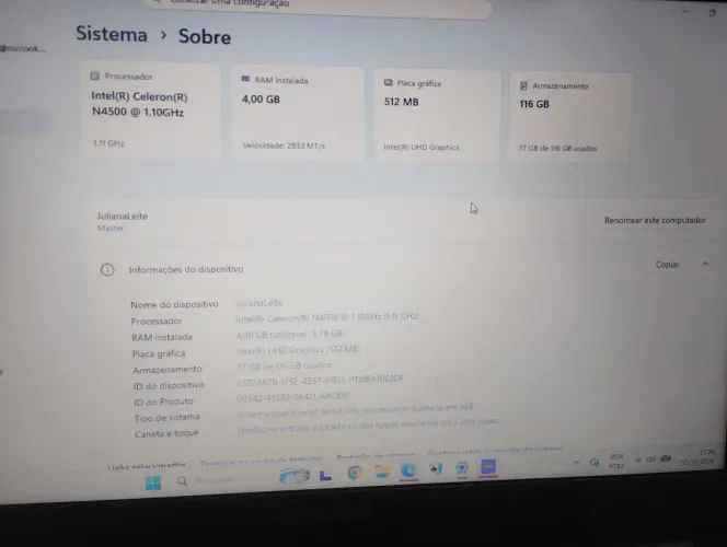 Notebook computador