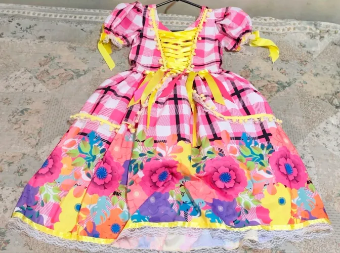 Vestido Festa Junina  Infantil 9 a 10 anos Colorido