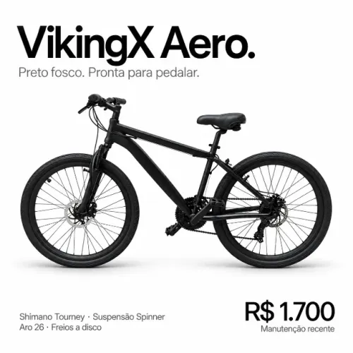Bicicleta VikingX Aero Aro 26 Shimano ? Preto Fosco