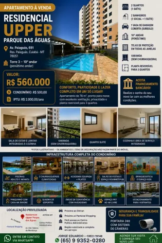 APARTAMENTO À VENDA | RESIDENCIAL UPPER PARQUE DAS ÁGUAS