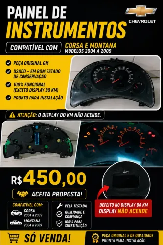 ? URGENTE ? PAINEL CHERVROLET CORSA/MONTANA 2004 a 2009 ** LEIA A DESCRIÇÃO**