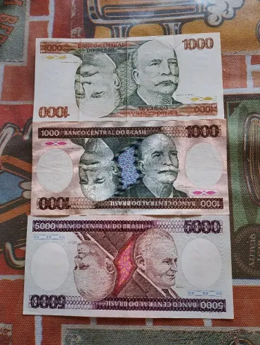 Lote com 3 Cédulas Cruzeiros soberbas