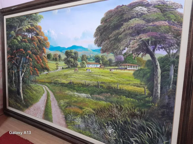 Quadro Óleo sobre Tela - Paisagem Rural (I. Castro) - Grande Formato