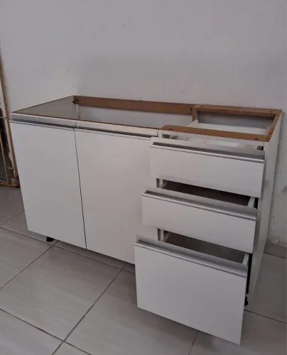 Balcão Gabinete de Pia Madesa Glamy 120 cm 2 Porta 3 Gavetas.