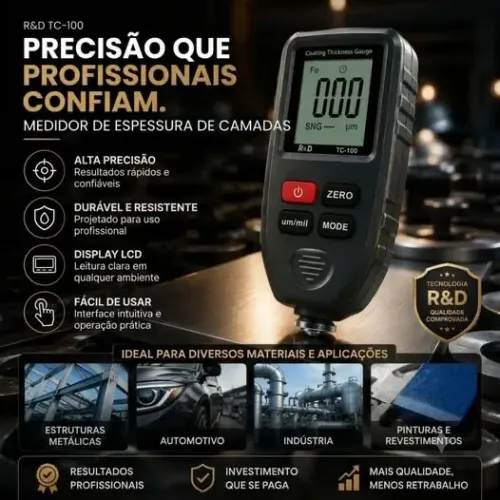 Medidor de Espessura de Tinta Automotiva Digital TC-100