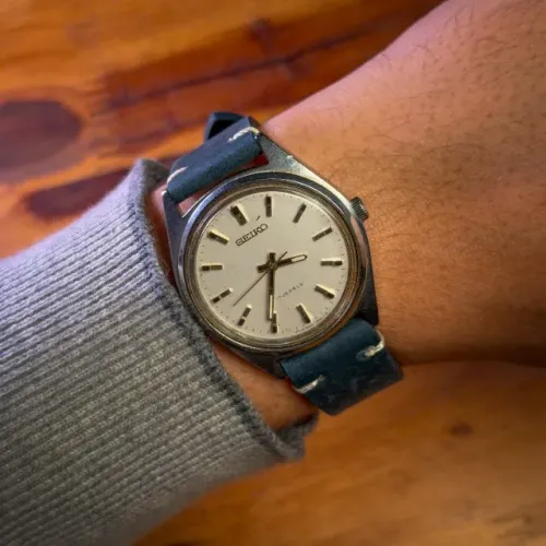 Seiko Manual 6300-7000 Vintage 1980 a Corda - Branco com índices dourado 35mm - PF36