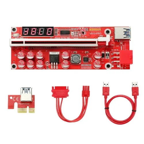 Kit 5 Risers PCIe V013 PRO com Display de Temperatura